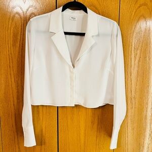 Aritzia Talula White Crop Button Down Shirt